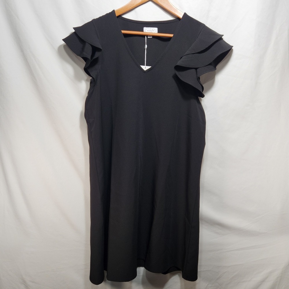 Mudpie Womens Dress Size Medium Black Ruffle Sleeve NWT